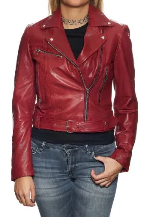 Perfecto cuir femme Rose Garden Laurie rouge