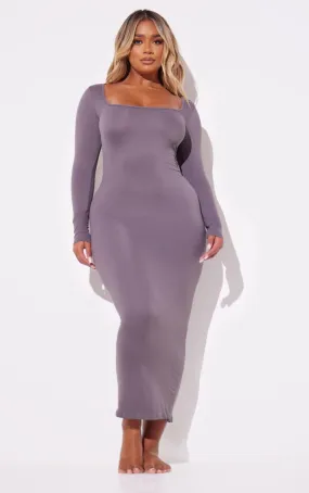 Shape Robe longue stretch gris anthracite sans coutures à manches longues