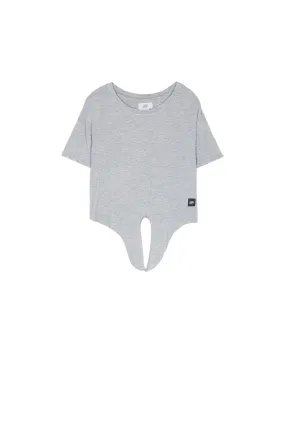 T-shirt crop top noeud gris